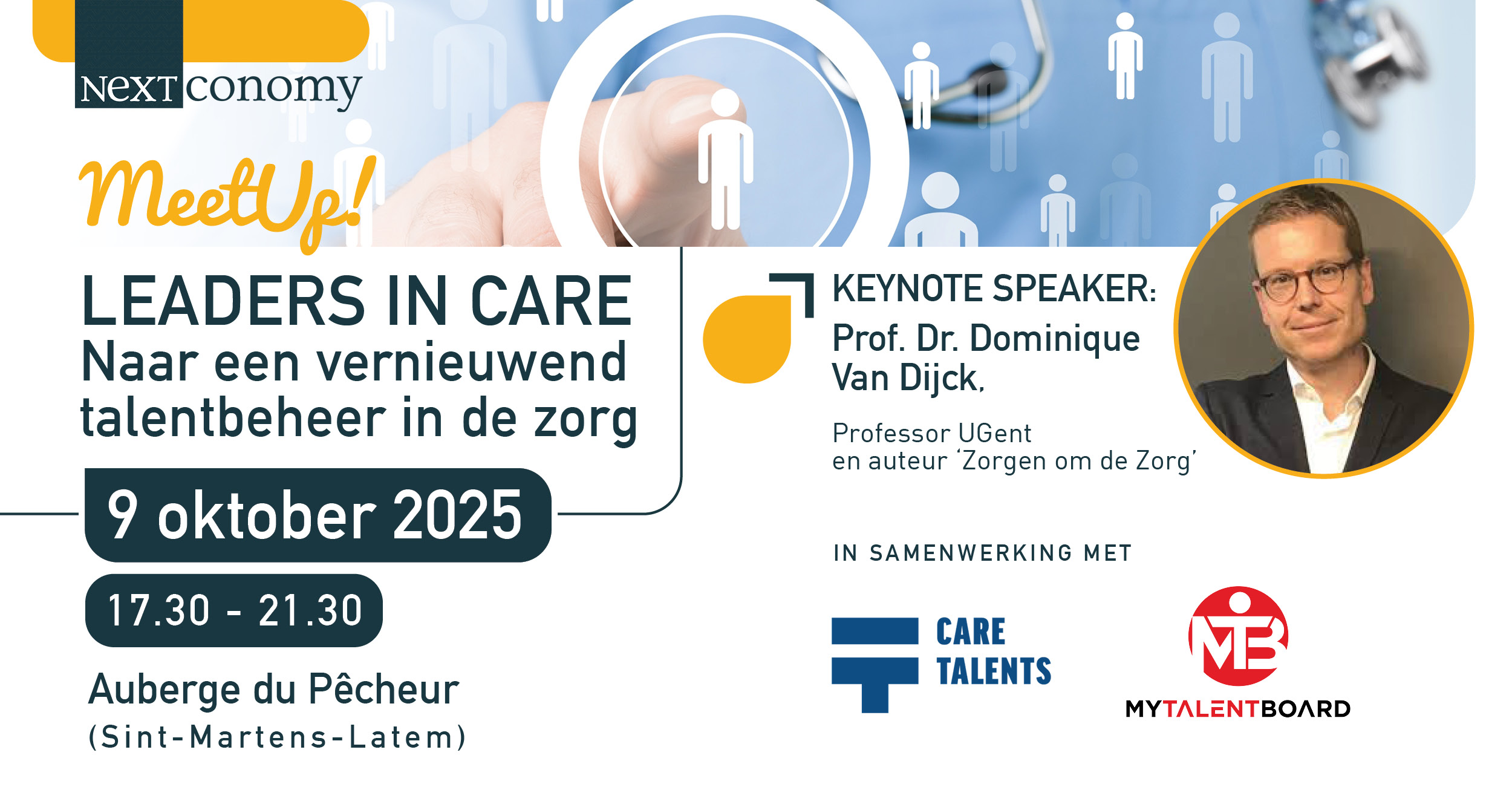 Banner van NextConomy MeetUp: Naar een vernieuwend talentbeheer in de zorg